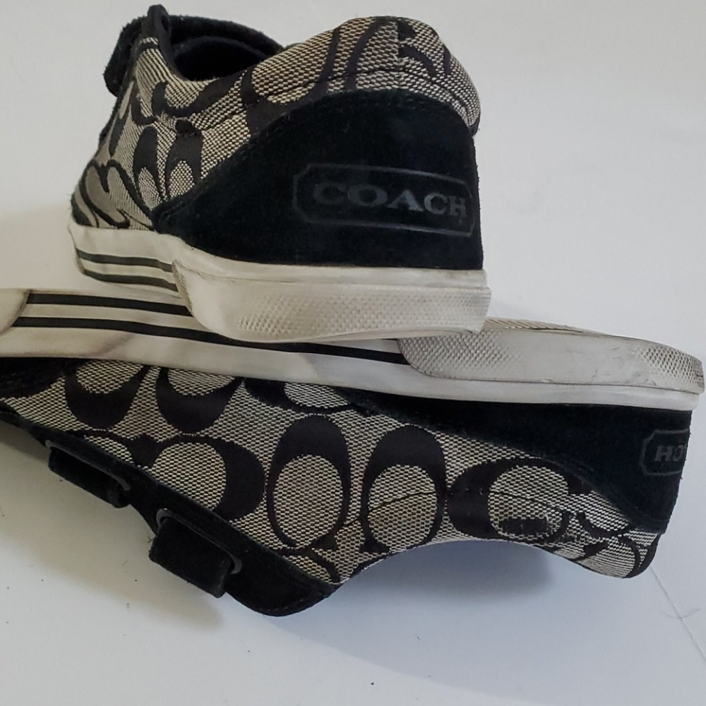 Coach Women's Black Signature Logo Velcro Sneakers - Picture 7 of 8